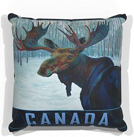 Kanada Winter Moose Canvas Throw jastuk za kauč ili kauč kod kuće & ured iz ulja slika umjetnika