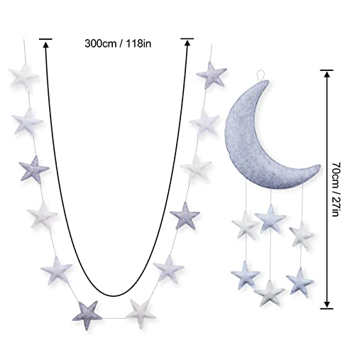 Dekor za rasadnik mjeseca i zvijezda-dva zidna ukrasa za dječje sobe za rasadnik viseći zidni