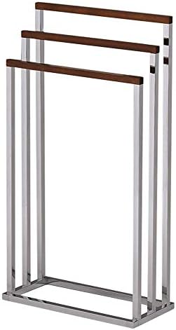 Pilaster dizajnira Preston Chrome Metal i Walnut drvo prijelazni 3put samostojeći kupaonica Organizator
