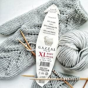 3 paketa Gazzal Baby Wool XL, 40% Merino vuna, 20% poliamid tipa kašmira, 40% akril, svaki 1,76 Oz