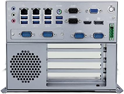 HUNSN industrijski računar bez ventilatora, IPC, Mini računar, i3 6100T, IX03, DP, HDMI, 6 x COM, 3 x LAN, 4 x Slot za proširenje, DC Phoenix konektor, 9 do 36V, Barebone, bez RAM-a, bez memorije, bez sistema