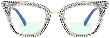 Sparkling Diamond Rhinestone Bifocals Naočare Za Blokiranje Plavog Svjetla Za Žene Metalni Okvir Kristalne