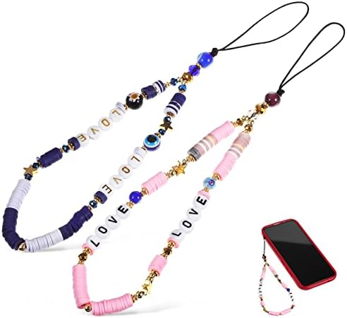 Gatuida phone Charm, 2pcs telefonski privjesci lanac od perli od perli Rainbow Clay perle Vezica
