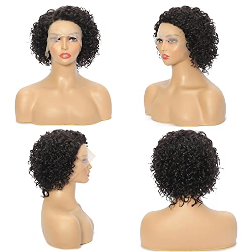 Kratka Bob perika ljudska kosa kratke kovrčave perike za crne žene ljudska kosa kovrčava talasna čipka prednja