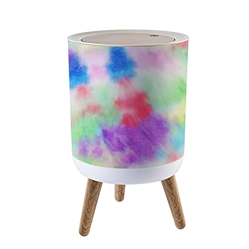 Okrugla kante za smeće sa poklopcem Trendy averolor Tie Care Colorful Hippie Bešavna akvarelna kolica Press