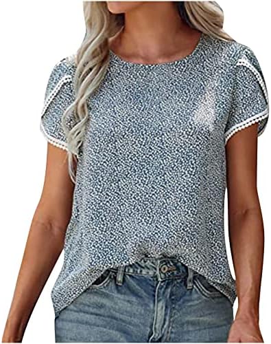 Košulja za blube za vrat za dame Ljeto jesen 2023. odjeća kratki rukav čipka pamuk grafički casual