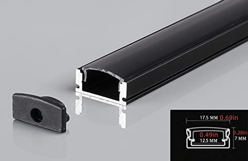 KSDLMPA 6-Pack 3.3 ft/ 1 metar u obliku LED aluminijumski kanalni sistem sa crnim poklopcem, završnim