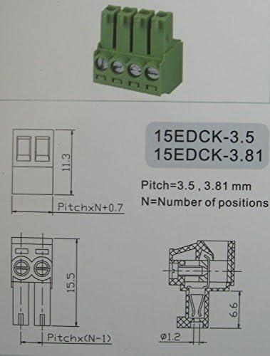 15 kom ugao 3pin/način korak 3.81 mm vijčani Terminal blok konektor zelena boja priključni tip