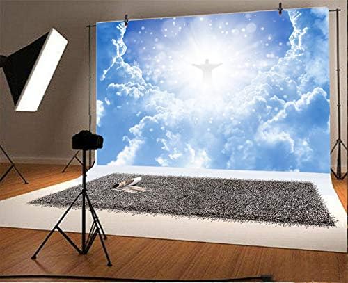Leyiyi 10x8ft Isus Hrist na nebu fotografija pozadina raj Bog mjesto nebo oblak Bokeh Spot Sveti