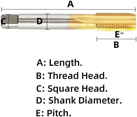 Aceteel Metric M24 x 1,25 HSS TI-obloženi navoj ravne flaute Dodirnite, M24 x 1,25 mm Titanijumski