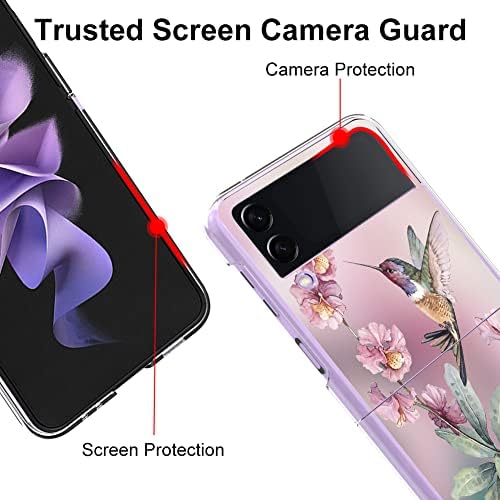 Bonoma kompatibilan sa Samsung Galaxy Z Flip 4 5G Clear Case Pink Hummingbird, poboljšana zaštita
