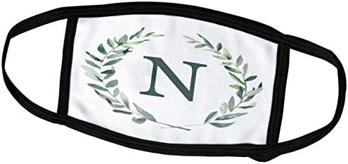 3drozni vijenac s monogramom početno slovo n zeleno na bijeloj boji. - Navlake za lice