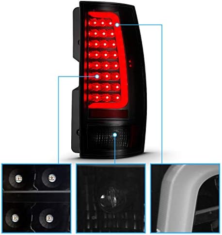 AmeriLite za 2007-2014 Chevy Tahoe Suburban/GMC Yukon XL Denali zamjena tamna Led C tipa, halogena, cijev zadnja svjetla Set, Auto-suvozača i vozača, sklop svjetla vozila, crni crni dim