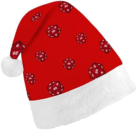 D20 Dice Dungeons Božićni šešir Santa Claus šeširi kratki pliš sa bijelim manžetama za muškarce žene Božić dekoracije