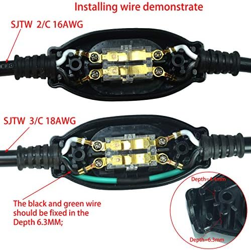 3pcs prekidač uređaja, AC 250V 3A Inline za uključivanje / isključivanje Rocker prekidač, kabl kabela