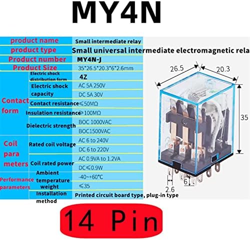 DAYAQ 10 kom, 8/11/14 Pin,sa bazom,minijaturni namotaj Generalelektromagnetni Međurelejni prekidač,2no/2nc,3NO/3NC,4NO/4NC,5A