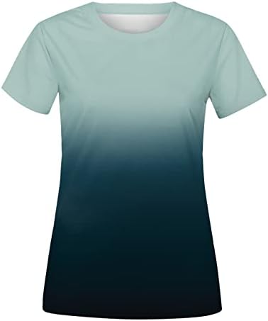 Ženski svakodnevni ljetni print o vrat rezervoar na vrhu kratkih rukava s vještim majicama casual labave
