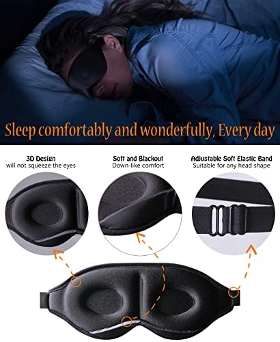 Grijana maska ​​za vrijeme spavanja za muškarce, 3D oblikovana maska ​​za spavanje i slijepo, konkavna noćna maska ​​za spavanje, blokira svijetlo mekani komforni omotač za sjenilo za partijura za putovanja Joga Nap sa USB grijanjem