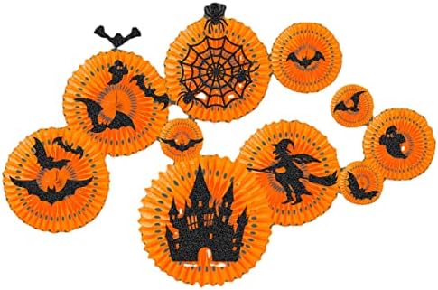 28pcs Halloween Bat Witch Papir Fan cvjetni ukras za ukrašavanje, viseći pauk Web vještica ukleta kuća za Halloween