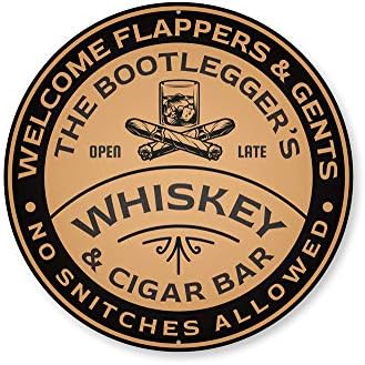 Znak viskija i cigara, znak dobrodošlice za Cigar Bar-krug od 18