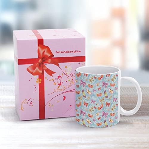 Cute Butterfly Print Mug Coffee Tumbler Ceramic Tea Cup Funny Gift for Office Home Women Men 11 Oz