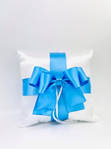 Bijeli & amp; plavi prsten nosilac jastuk - prsten nosilac jastuk-vjenčanje jastuk - 6 opcije bijele &
