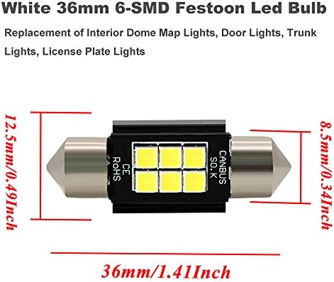 Boodlied 4pcs 6418 DE3423 DE3425 LED žarulje 350LM 3030 6SMD čipseti 36mm 1.5inch festoon svjetla za