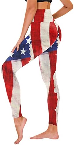 Američka zastava 4. srpnja Ženske noge Tummy Control Tummy USA zastava Slim olovke Hlače vežbanje pantalone