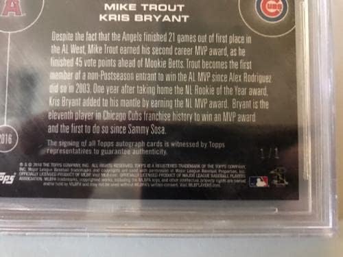 Dual-auto 1/1 Mike Trout / Kris Bryant Win MVP Awards BGS 9.5 / 10 - bejzbol ploče sa autogramiranim