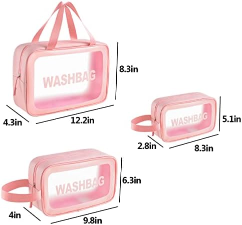 Weallbuy bistra toaletna torba, 3 kom šminka kozmetička torba Prozirna torba za pranje za žene i djevojke