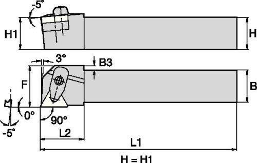 Widia DTGNR123BKC3 DTGN D-SHALMING Alat za stezanje, ugao 0 °, čelik, 0,75 kvadratni pogon, desno, 4,5 dužine