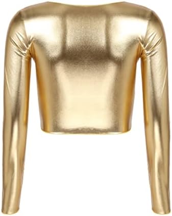 Msemis Woman's Metallic Shiny V omotač za obrezivanje gornjeg sjajnog majica s dugim rukavima