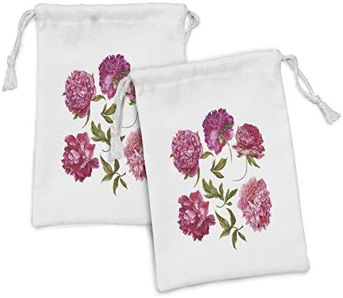 Ambesonne cvjetna tkanina torba od 2, proljetni pupoljci u živim tonovima Vodeni božur Bouquet Artwork Bouquet,