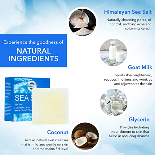 Mowat's morska sol sapun od kozjeg mlijeka, prirodna Himalajska sol za akne & Crna glava sa ekstraktom lavande, Shea puter & glicerin, čišćenje & osvjetljavanje ručno rađenog sapuna za ruku, lice & tijelo - 4,2 unce