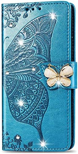 LEMAXELERS Samsung Galaxy A10 / M10 Case Bling Diamond Butterfly Embossed Wallet Flip PU kožna magnetna