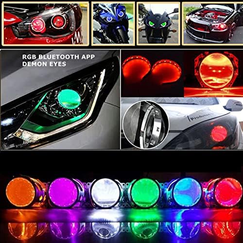 HDYEGIOU 2pcs RGB LED Demon Devil Eyes Halo prstenovi za automobil motocikl 2.5 2.8 3.0 projektor farova