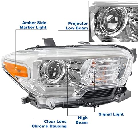 ZMAUTOPARTS projektor farovi farovi Chrome w / 6.25 plava LED DRL kompatibilan sa -2021 Toyota
