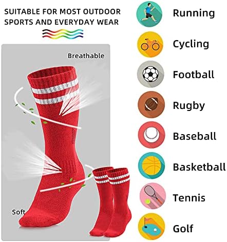 Zepohck Kids Soccer Socks, 2 para duge nogometne čarape koljena visoke atletske čarape za 7-12 mladih dječaka i djevojčica