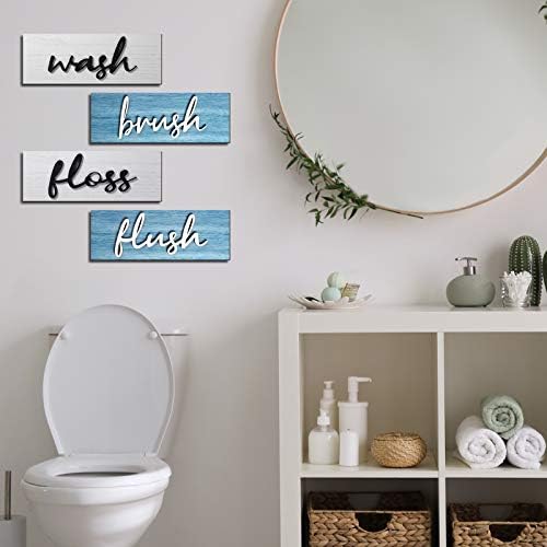 4 komada seoska kuća u kupaonici zidni ukrasi za pranje četkica Floss Flush znakovi rustikalni viseći drveni