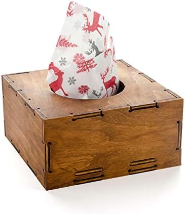 Drveni tkivni papir sa ubrusom kvadratni poklopac Skladište smeđe ukrasnog držača brige za brisanje dekorskog