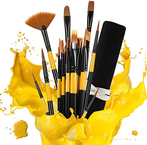 HIBOO Art Set četkica za farbanje-15 različitih veličina profesionalaca četke za farbanje drvene ručke sa tehnikom zaptivanja ulja za akvarel akrilno ulje , farbanje lica i noktiju