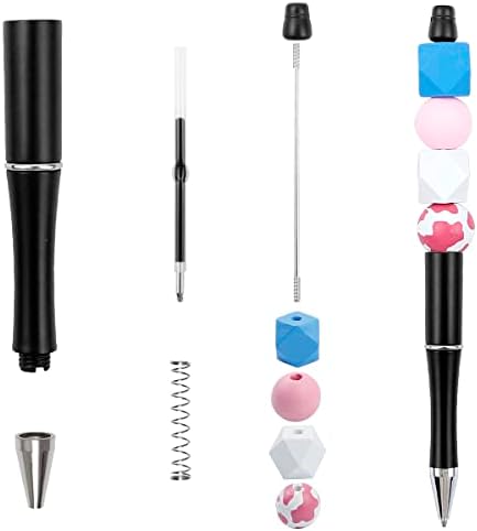 9 komada plastičnih olovaka za perle sa 9 dodatnih punjenja, hemijske olovke sa crnim mastilom za DIY čineći