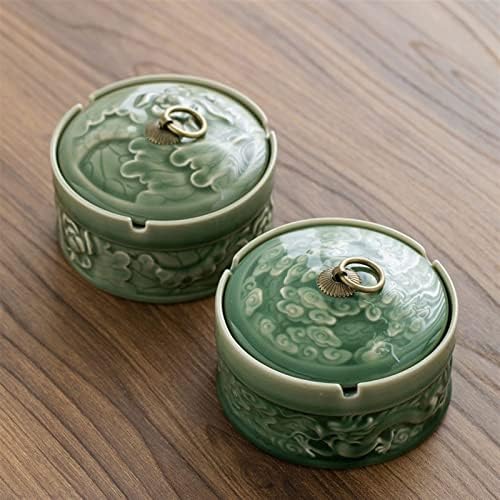 Pepeljara keramika Velika pepeljara sa poklopcem Kineski celadon reljefni pepeljasti pepeljara kuća