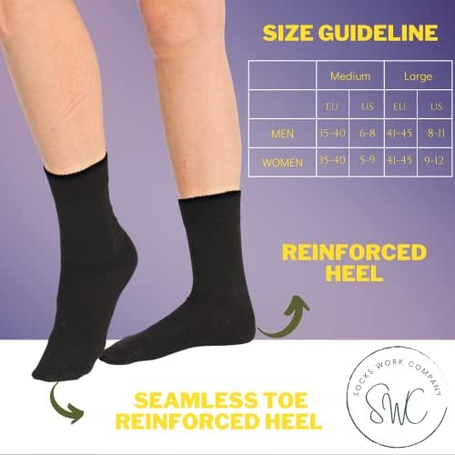 SWC Dijabetičke čarape za muškarce, bambusove dijabetičke čarape žene, 2 ili 6 parova neuropatija