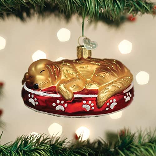 Old World Božić ukrasi Sleepy zlatan Retriver staklo vazduh ukrasi za jelku