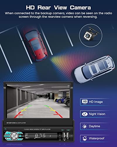 Roinvou Single Din Flip Out Stereo sa bežičnim Carplay & Wireless Android Auto, 7 '' HD dodirni