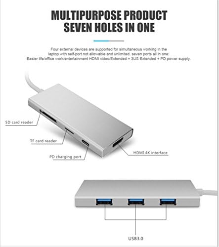 USB tipa C HUB adapter HDMI 4K Thunderbolt 3 Multiport 3 Port USB3.0 USB C 3.1 Charing TF SD kartica 7in1 kabel