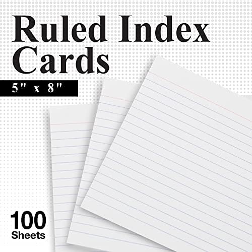 BAZIC je presudio indeksne kartice 5 X 8 100 Count, Flashcards bijele boje, Ruled Lined kartica za podsjetnik