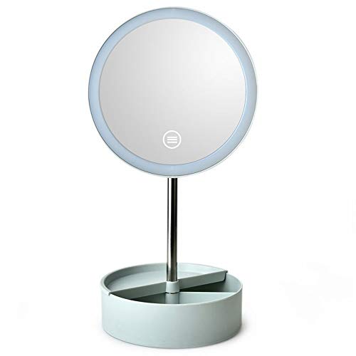 Raxinbang cosmetic mirro Creative novo LED svjetlo na dodir isprazno ogledalo sa svjetlom za pohranu ljepote ogledalo za Desktop okruglo prirodno svjetlo Desktop ogledalo za šminkanje plavo bijelo ružičasto