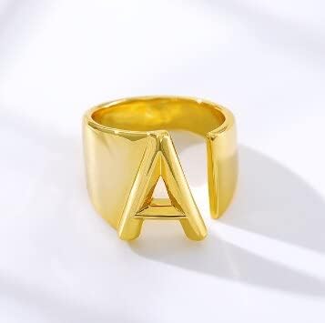 T3Store Gold ispunjen Engleski pismo A-Z prstena otvoren početni Abeceda prsten prijatelji najbolji podesivi ženski